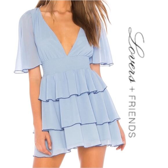 Lovers + Friends Billie Mini Dress Baby Blue New With Tags Size XXS - Picture 1 of 11